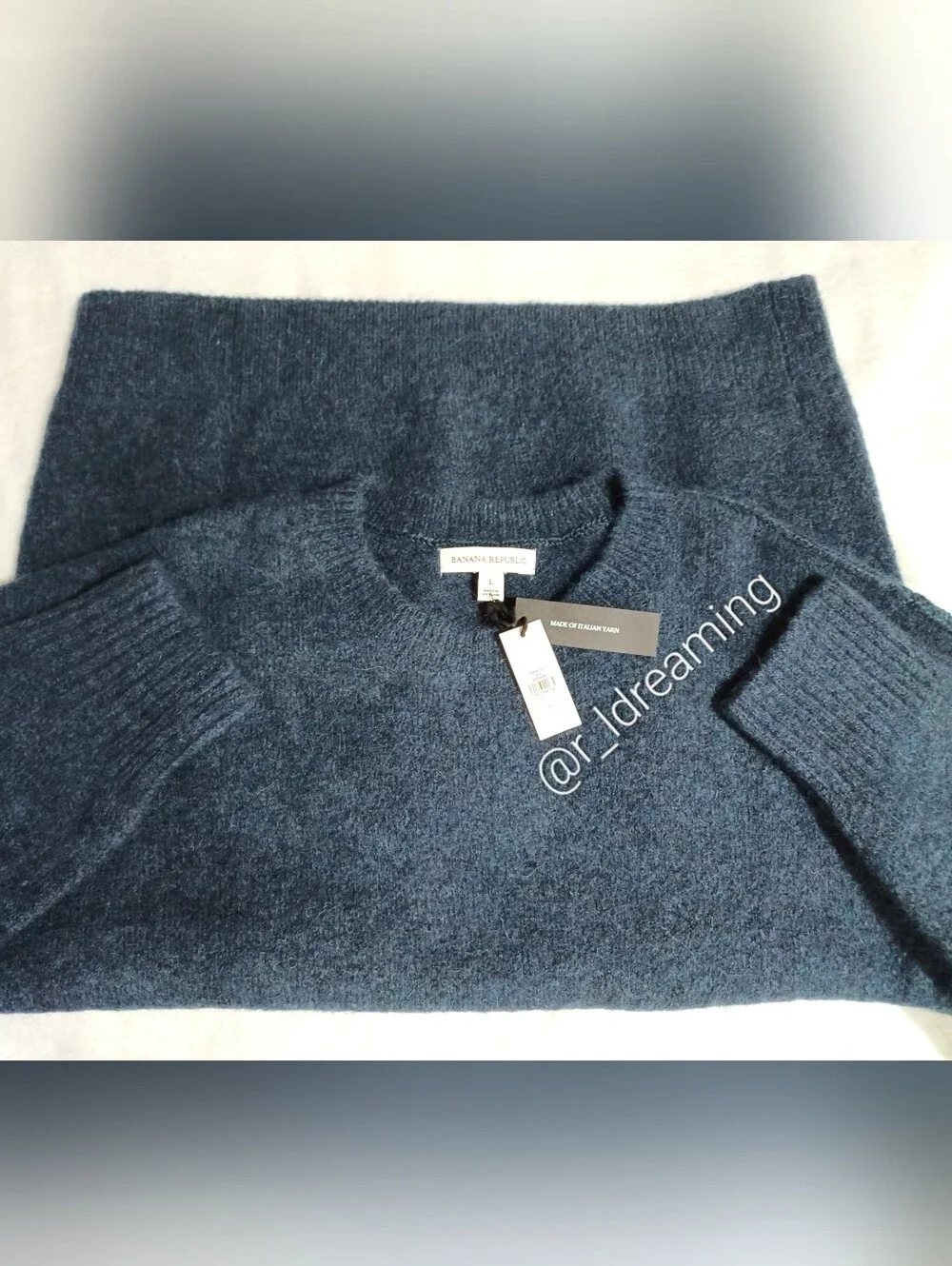 NWT Banana Republic Teal Shadow Italian Alpaca-Wool Blend Sweater Size Large